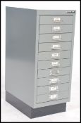 A retro vintage industrial ten drawer filing cabin