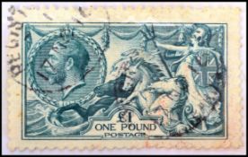 Great Britain stamp. 1913 £1 Dull blue green 