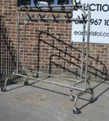 A good pair of mid century school / industrial clothes hook rails. Each of heavy tubular metal