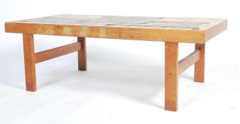 A mid century Danish teak wood and tile top large coffee / occassional table of rectangular form