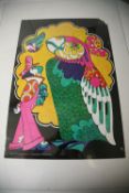 Ivan Ripley - A 1960's Original psychedelic artwork poster having bird and gentleman on black ground