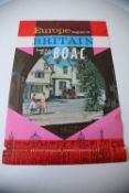 An original 20th century travel advertising poster  for BOAC - Europe beings in Britian. Begins with