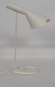 After Arne Jacobsen for Louis Poulsen 1960's, A retro white AJ desk lamp. Comprising of a tilting