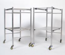 2 20th Century chrome and stainless steel two tier hospital trolley's by  ' Chas Thackray