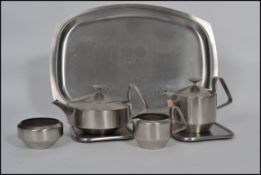 A vintage mid 20th century retro Robert Welch for Old Hall stainless steel Alveston tea service