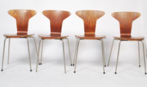 A set of 4 believed original Arne Jacobsen for Fritz Hansen 3105 stacking chairs designed by Arne
