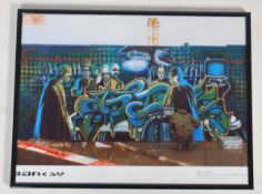 A graffiti urban art  print after Bristol Street artist Banksy entitled Walls On Fire 1999  number