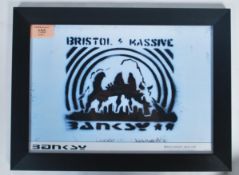 A graffiti urban art stencil print after Bristol Street artist Banksy entitled Bristol Massive  1999