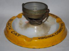 A stunning pub advertising point of sale enamel ashtray for Black Cat Virginia cigarettes In