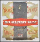 An original early 20th century circa 1930's Art Deco HMV His Master's Voice shop advertising