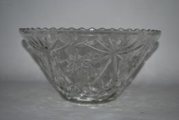 A vintage 1970's retro glass punch bowl with stand and complete with the glasses in the original
