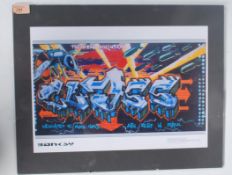 A graffiti urban art  print after Bristol Street artist Banksy entitled The New Pollution Class 1998