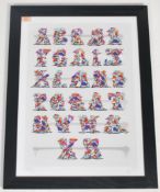 A graffiti urban art print after Bristol Street artist Deamze entitled Alphabetical Weaponry 2014