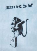A graffiti urban art stencil print after Bristol Street artist Banksy entitled TNT Monkey 1999