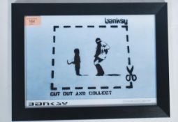 A graffiti urban art stencil print after Bristol Street artist Banksy entitled Cut Out And Collect
