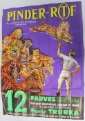 An original 1960's oversized double quad large vintage French circus advertising poster featuring