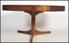 A mid century retro Robert Heritage for Archie Shine large drum shaped dining table. The round top