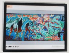 A graffiti urban art print after Bristol Street artist Banksy entitled Take The Money And Run