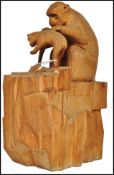 A very well carved 20th century wooden sculpture o