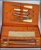 A 19th ladies manicure sets, encased within Morocc