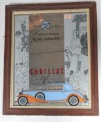 An early 20th century Cadillac advertising mirror.