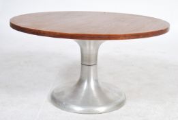 A mid century retro teak wood and aluminium tulip