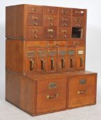 An early 20th century Industrial oak Shannon Cabinets modular filing system having 3 parts
