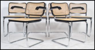 After Marcel Breuer, a set of six cesca B32 dining chairs. The chairs comprising of a chromed