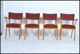 A set of 4 1950's / mid century workman's club dining chairs / armchairs in the manner of Benchairs.