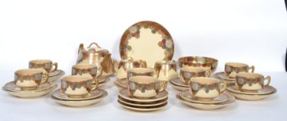 A good early 20th century Japanese Satsuma coffee service consisting of cups, saucers, coffee pot,