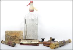 A collection of items to include a  vintage pocket brass telescope, another marked Telford