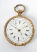A large oversized doctor's pocket watch in yellow metal chase decorated pocket watch having heart