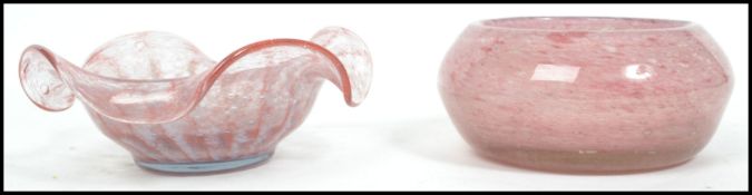 A vintage 20th century studio art glass bowl by Vassart having a scalloped edge along with another