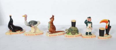 A set of six original 1950's Carlton Ware ceramic hand painted figures to include Seal, Zoo