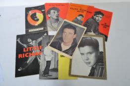 A signed Gene Vincent publicity photograph signed in pen together with a few vintage programmes from