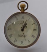 An unusual Roman fish eye ball clock keyless wind movement, the white dial with Roman numerals and