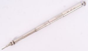 An antique 19th century Samson Morden & Co made telescopic silver propelling pencil 'No.3'. The