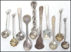 An excellent collection of silver hallmarked table salt ladels - condiment spoons to include a
