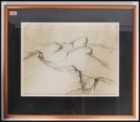 A mid century abstract pencil sketch being signed to the corner in pencil by the artist. Framed