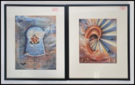 A  contemporary pair of watercolour paintings being signed to corner n one for B Oepekiv 88. One wth
