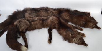 A vintage mid 20th century ladies full length faux fur coat / jacket together with two vintage fur