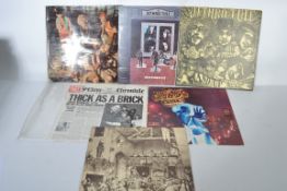 A collection of vinyl long play LP record albums pertaining to Jethro Tull to include This Was (