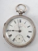 A silver cased open face pocket watch with notation The Express English Lever by J G Greaves,