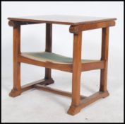 An arts & Crafts early 20th century monks bench table chair  with a sliding top/back, open arms