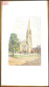 Local Interest: A water colour painting of Christ Church Clifton signed by artist G Dean Oyston.