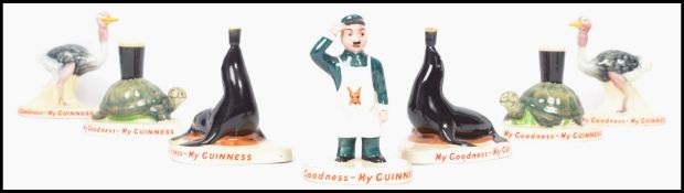 A collection of seven original 1950's Carlton Ware ceramic hand painted figures to include Seal x 2,