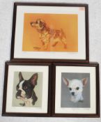 A group of three limited edition dog prints by Fletcher to include a Chihuahua, Boston terrier