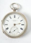 A silver hallmarked early 20th century kew wind pocket watch marked for Fear of Bristol Bridge,