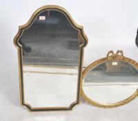 A good 20th century ebonised and gilt wood wall overmantel mirror together with another gilt