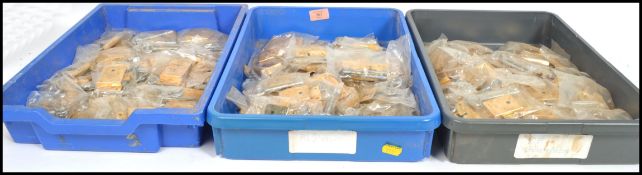 A collection of 3 trays of furniture cabinet locks, in the original packaging and constructed from